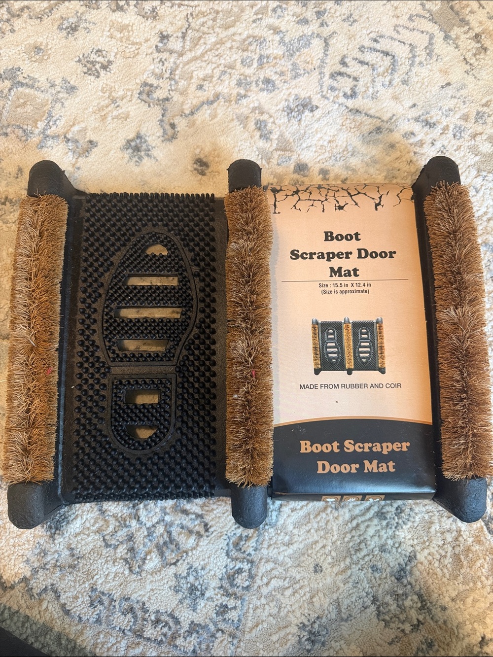 Boot Scraper Door Mat - Black with Brown Coir Scrub Bristles